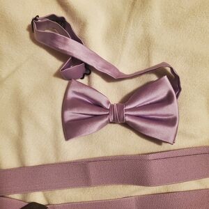 Lavender suspenders and bowtie